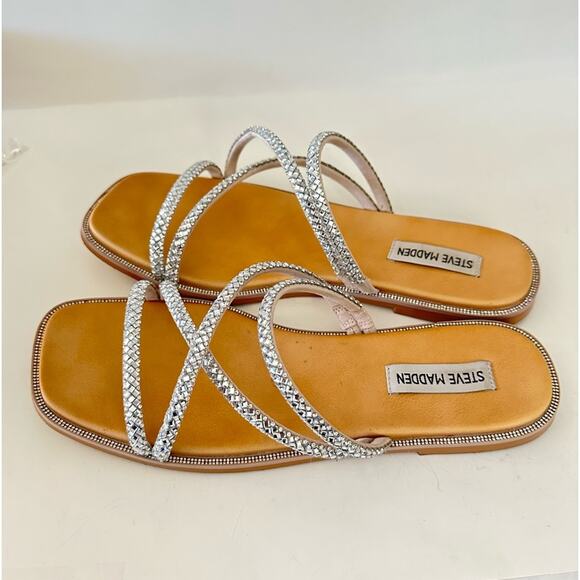 Steve Madden sparkly strappy sandals size 9 silver and crystals - Picture 3 of 7